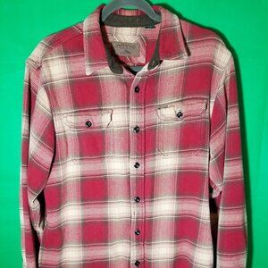 Orvis Mens Medium Tartan Plaid Long Sleeve Pockets Flannel Shacket Fishing Warm